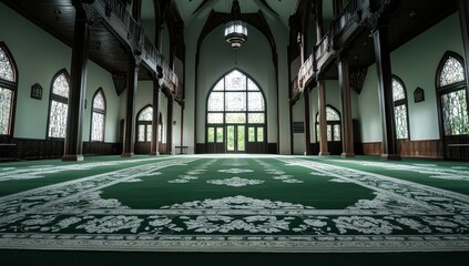 Tranquil Mosque Interior: A Serene Space for Reflection and Prayer