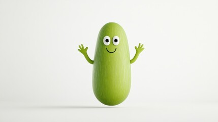 Cheerful cartoon pickle character studio setting digital art bright background front view fun concept for kids