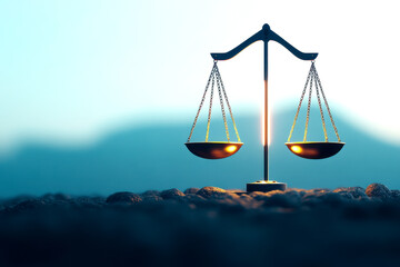 A symbolic representation of justice, featuring a balanced scale against a soft, blurred background, evoking themes of fairness and equality.