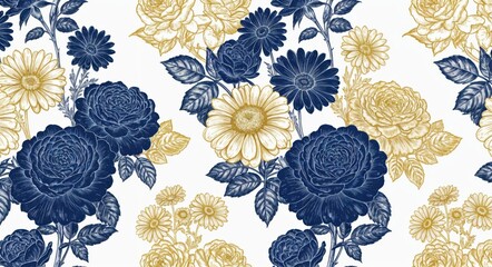 "Golden Garden: A Vintage Floral Elegance"