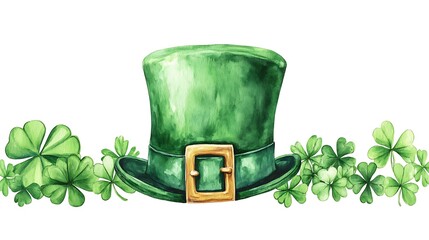 Green leprechaun hat with shamrocks. (1)