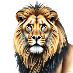 A lion on white background - animal generation -