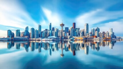 Obraz premium Seattle Skyline Reflection: A Stunning Urban Seascape
