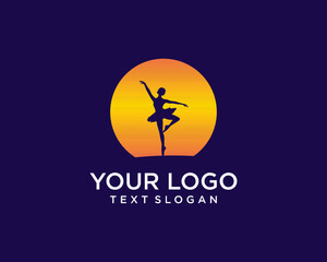Moon silhouette and ballet dancer logo