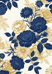 "Golden Garden: A Vintage Floral Elegance"