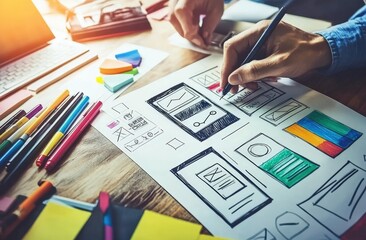 UI UX Designer Sketching Mobile App Interface