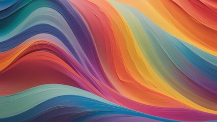 Fototapeta premium Softly Blended Multicolor Waves Forming a Vibrant Abstract Border Around a Smooth, Minimalist Canvas