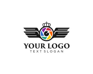 Camera and wings logo