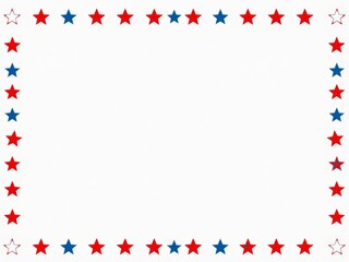Simple patriotic border design with red, white, and blue colors and stars on the outside edge, perfect for Fourth of July or American-themed projects, frame, patriotic colors, simple