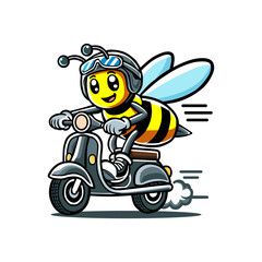Obraz premium a bee on a yellow scooter with a bee on the side.