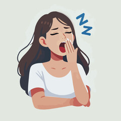 Illustration of a person yawning Art & Illustration