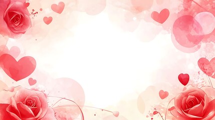 Romantic rose and heart background.