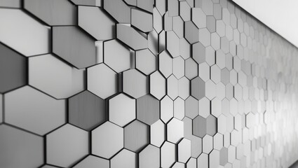 Naklejka premium Abstract Hexagonal Metallic Wall Panel Design