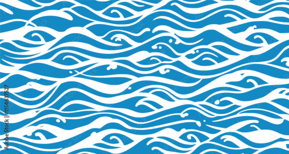 Wall mural seamless wave pattern with thin lines, seamless pattern with blue waves. abstract light blue backgro