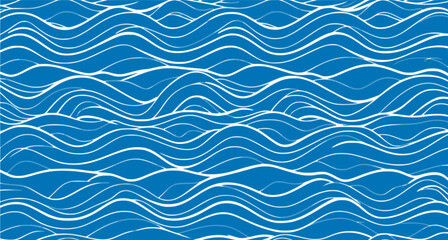 Obraz premium Seamless wave pattern with thin lines, Seamless pattern with blue waves. Abstract light blue background with seamless wave pattern. water