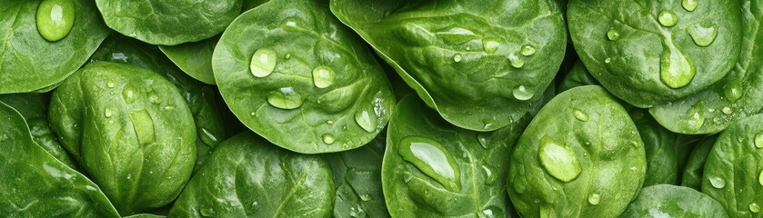 Closeup of vibrant green leaves adorned with sparkling water drops after a refreshing rain