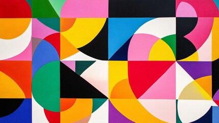 Fototapeta premium Vibrant Abstract Geometric Artwork Featuring Bold Colors and Dynamic Shapes for Modern Decor and Creative Spaces, Perfect for Contemporary Art Lovers
