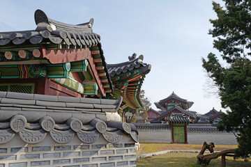 Roof of old palace in Seoul Korea