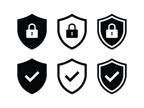 Set of security shield icons