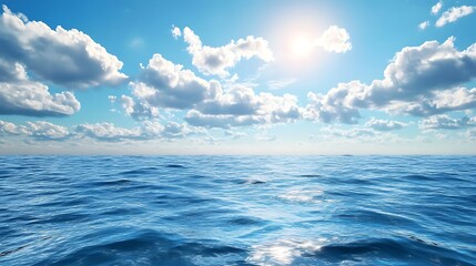Obraz premium Vast Ocean Under a Sunny Sky. Concept of Serenity, Freedom, and Nature.