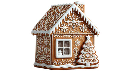 Christmas gingerbread house on transparent background