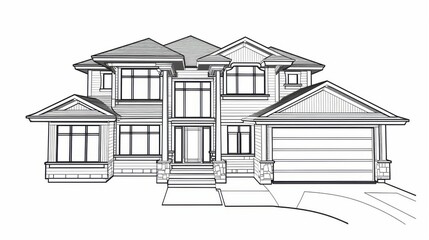 Architectural 3D wireframe, sketch design, vector graphics