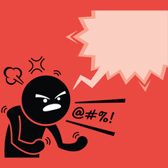 Angry man shouting, vector illustration. Perfect for business, communication, and emotion concepts. Expresses frustration, conflict, and stress. Ideal for presentations, articles, and designs related