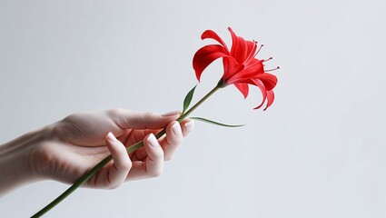 red rose in hand