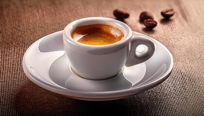 Fototapeta premium Espresso Coffee Cup, Close-Up, Beans - Close-up food photography