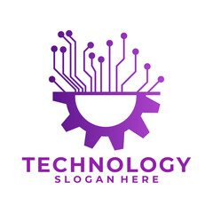 Gear Technology logo designs concept vector, Digital Tech Network logo template