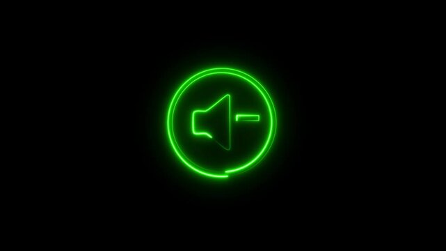 Simple Decrease Volume Icon animation on black background. Sound reduction concept.