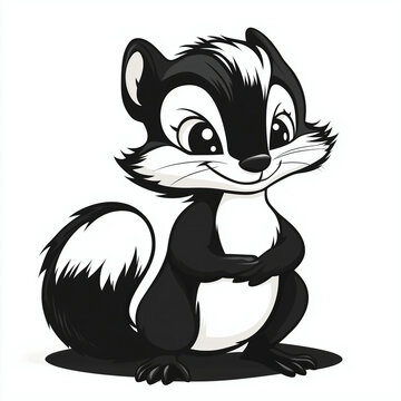 recommend clip art: Mischievous skunk illustration on a white background 