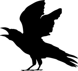 Bird Raven Crow Black Silhouette for Icon.