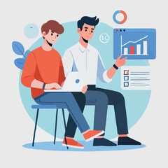 The work team is discussing their business