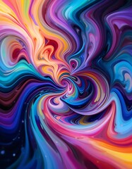 Fototapeta premium Abstract swirling vibrant colors paint dynamic art