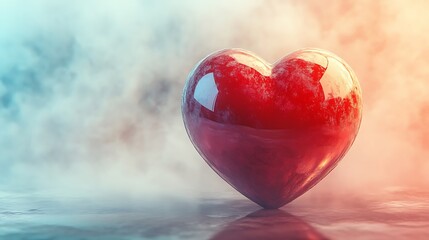 Red Heart with Swirling Smoke

