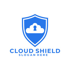 Cloud Shield protection logo vector template. Cloud key protection logo