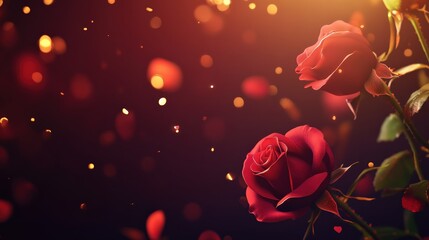Valentine's Day or Wedding Background with Beautiful Roses. Concept for a romantic party invitation or love message. Premium and luxurious Ai-Generative.
