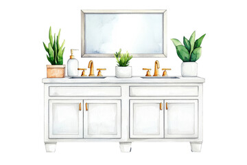 Luxurious Watercolor Bathroom Design with Double Sink