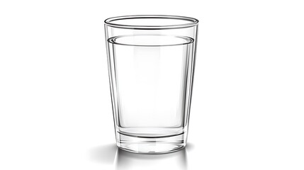 22. A glass of fresh water with a light reflection on a smooth white surface, emphasizing simplicity