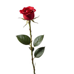 Fototapeta premium A single red rose positioned on a white surface, with sufficient space available for written material.