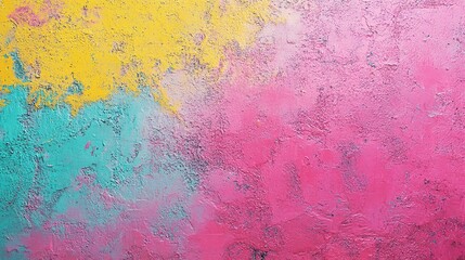 Obraz premium Vibrant Pink Yellow Turquoise Gradient Background with Texture