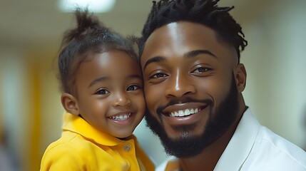 Happy Black father and daughter close-up portrait.