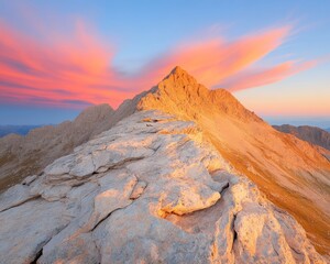 Obraz premium Vibrant Sunset Over Rocky Mountain Range with Dramatic Colors