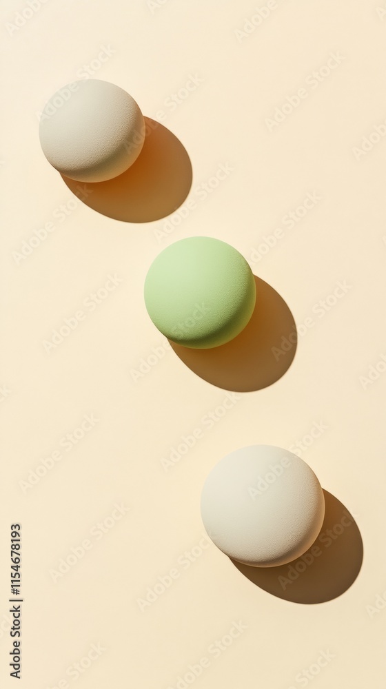 Poster pastel spheres on neutral background with soft shadows