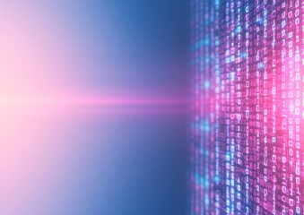 Futuristic Digital Binary Code at Dusk with Vibrant Colors