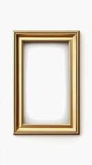 a frosted gold frame mockup, elegant decor element, realistic style, semitranslucent finish, isolated on white background