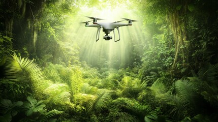 Fototapeta premium Drone in Tropical Forest for Scientific Exploration