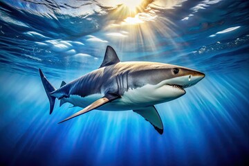 Fototapeta premium Shark profile, a captivating underwater candid. Raw power and beauty in a single shot.