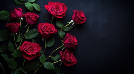 Obraz premium Valentine's Day or Wedding Background with Beautiful Roses. Concept for a romantic party invitation or love message. Premium and luxurious Ai-Generative. 